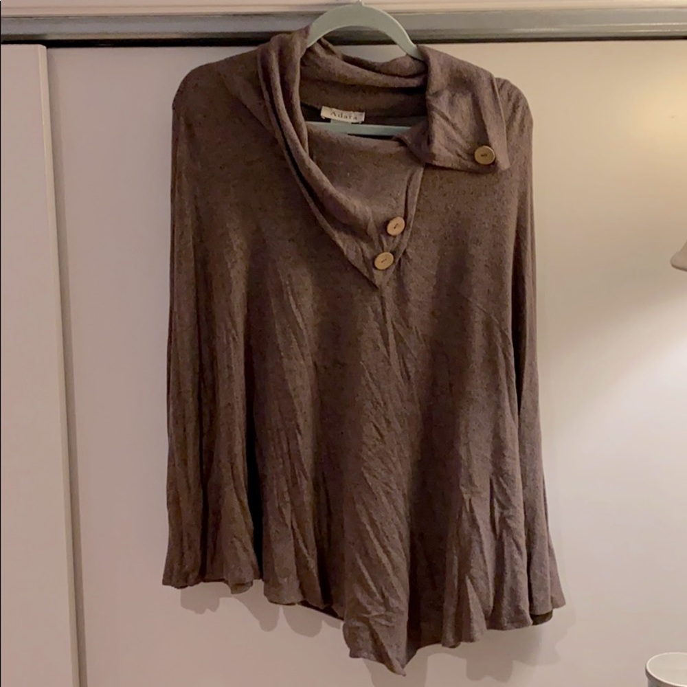 Soft Brown Poncho with Button Detail!